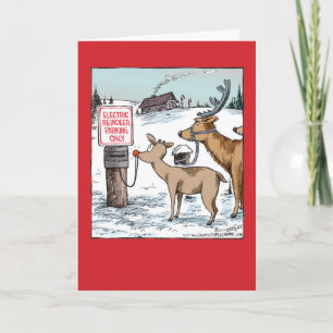 Cartão De Festividades Electric Reindeer Parking Christmas Card