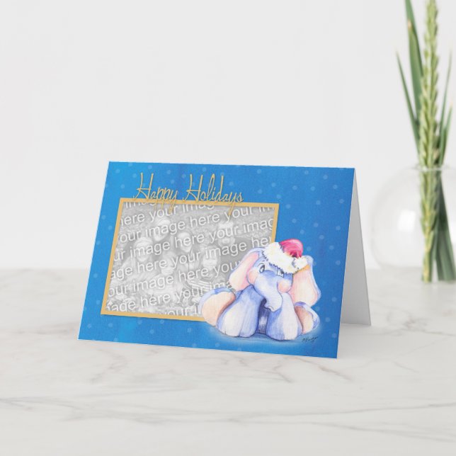 Cartão De Festividades Elefante bebê com Santa Hat (Frente)