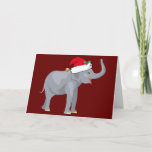 Cartão De Festividades Elefante de Natal<br><div class="desc">Bons animais de férias são minha parte favorita do Natal. Um lindo elefante de cinza vestindo um chapéu vermelho de Papai Noel e parecendo feliz. Isto enche-me de espírito natalício.</div>