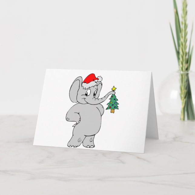 Cartão De Festividades Elefante de Natal (Frente)
