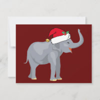 Elefante de Natal em Vermelho Chapéu Feliz de Papa