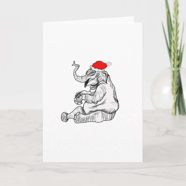 Cartão De Festividades Elefante do Natal (Frente)