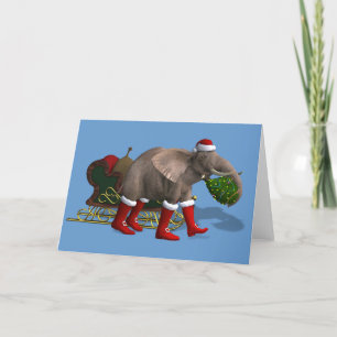Cartão De Festividades Elefante Doce do Papai Noel