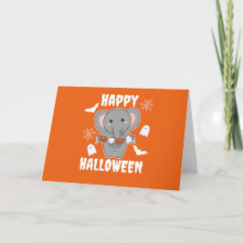 Cartão De Festividades Elefante Feliz Halloween Abóbora Fantasia de Morce
