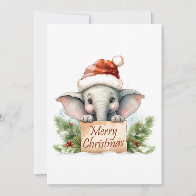 Cartão De Festividades Elefante Feliz Natal (Frente)