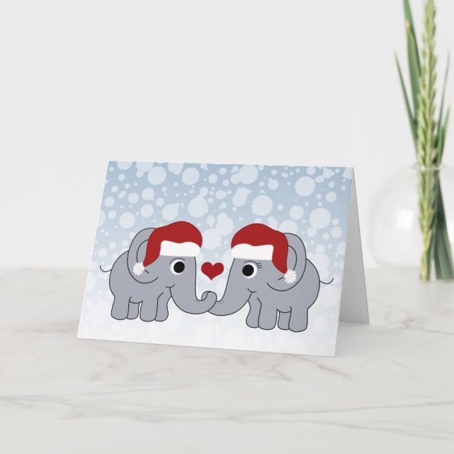 Cartão De Festividades Elefante Natal (Frente)