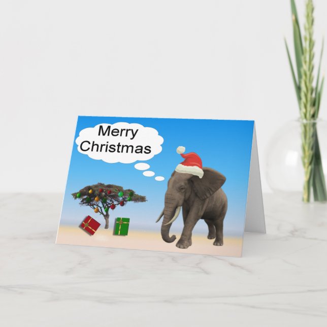 Cartão De Festividades Elefante Natal (Frente)