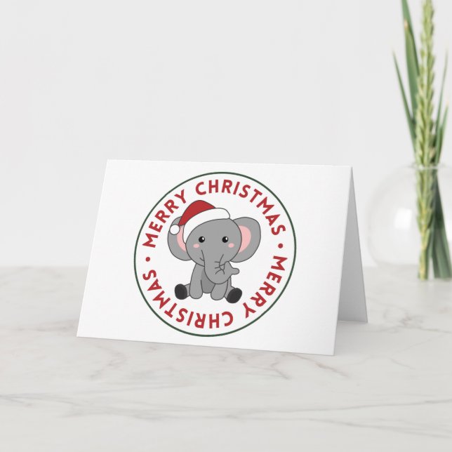 Cartão De Festividades Elefante Natal Neve Animais de inverno Elefantes H (Frente)