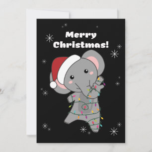 Cartão De Festividades Elefante Natal Neve Inverno Animais Elefantes