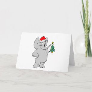 Cartão De Festividades Elefante (Santa Hat)