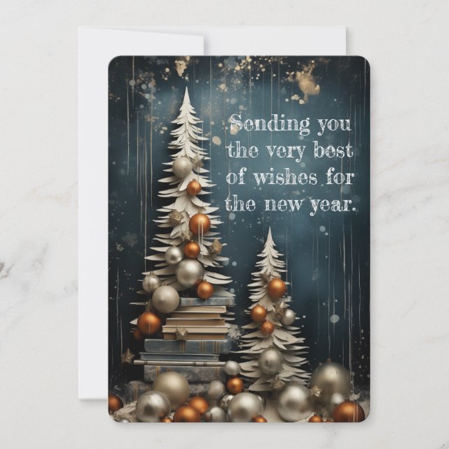 Cartão De Festividades Elegância Dourada Ano Novo (Frente)