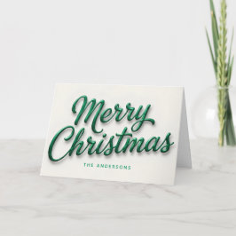 Cartão De Festividades Elegância Esmeralda Natal Feliz Letra Retro