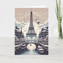 Cartão De Festividades Elegância Invernal Parisiense - Natal na Cidade