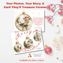 Cartão De Festividades Elegant 4 Photo Gold Ornament Christmas Card