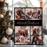 Cartão De Festividades Elegant 5 Photo Collage Merriest Christmas<br><div class="desc">A Caligrafia Elegante Simples Moderna é Preta e a Colagem de Fotografias Dourada 5 Merry Christmas Holiday Card. Este modelo festivo, minimalista e cômico de cinco (5) cartões de natal de fotográfico apresenta uma bonito colagem fotográfica em grade e diz "Feliz Natal"! O texto de saudação do "Feliz Natal" é...</div>