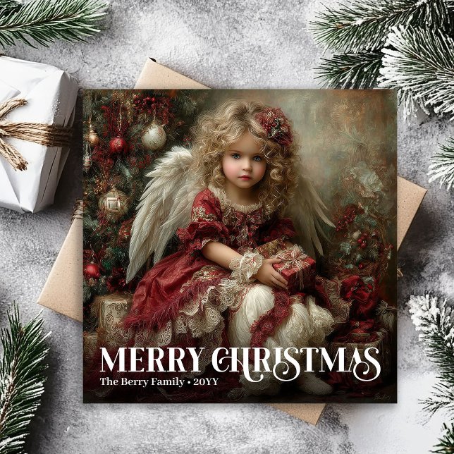 Cartão De Festividades Elegant Angelic Victorian Holiday Christmas Card (Elegant Angelic Victorian Holiday Christmas Card)