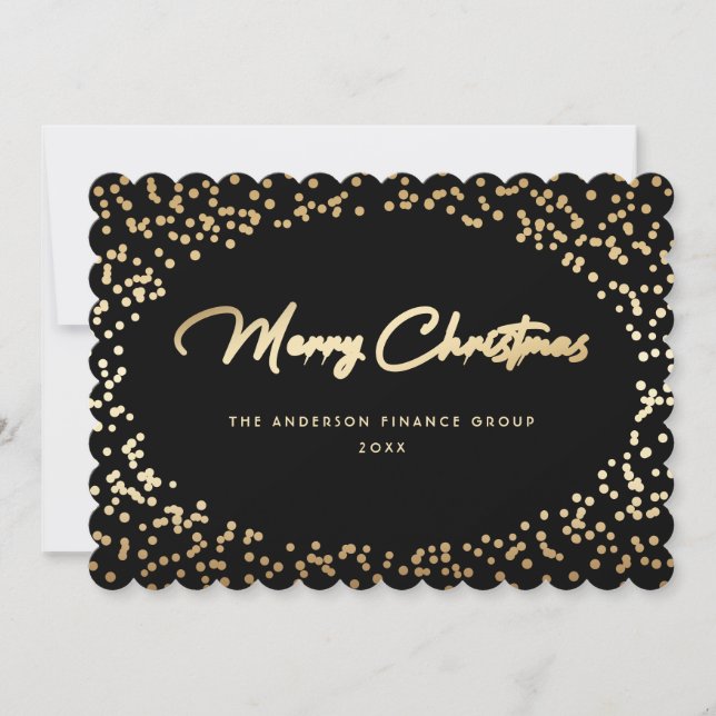 Cartão De Festividades Elegant Black Gold Business Christmas Card (Frente)