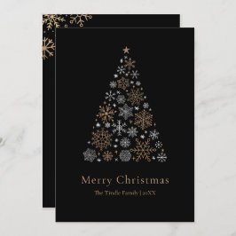 Cartão De Festividades Elegant Black Silver Gold Script Christmas Tree