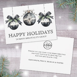 Cartão De Festividades Elegant Black White Business Logo Christmas