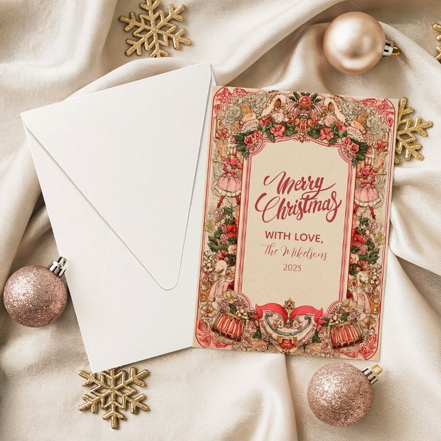 Cartão De Festividades Elegant Botanical Ornament Christmas (Criador carregado)