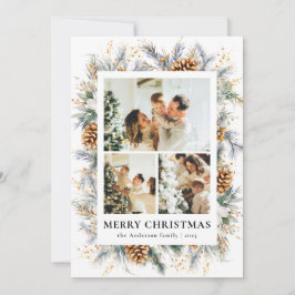 Cartão De Festividades Elegant Botanical Photo Frame Merry Christmas