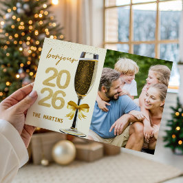 Cartão De Festividades Elegant Champagne Photo New Year's Eve