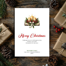 Cartão De Festividades Elegant Christmas candles pine holly design card