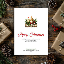 Cartão De Festividades Elegant Christmas candles rustic pine design card