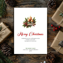 Cartão De Festividades Elegant Christmas candles rustic wooden card