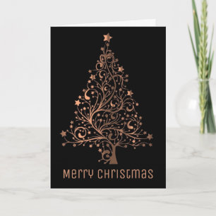 Cartão De Festividades Elegant Christmas Tree Metallic Brown Copper Black