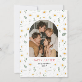 Cartão De Festividades Elegant Colorful Oval Floral Easter Family Photo