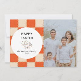 Cartão De Festividades Elegant Coral & Cream Pattern  Happy Easter Photo