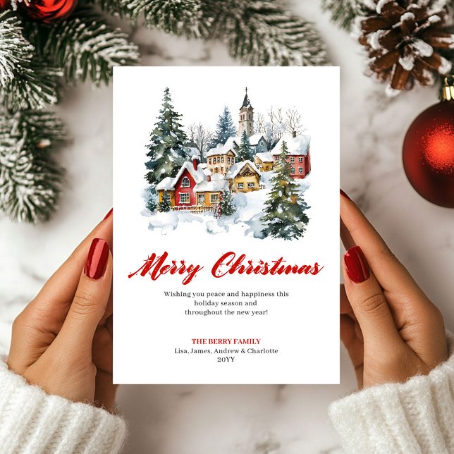 Cartão De Festividades Elegant Cozy Winter Scene Greeting Card (Elegant Cozy Winter Scene Greeting Card)