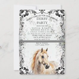 Cartão De Festividades Elegant Derby Party Invitation With Horse Illustra