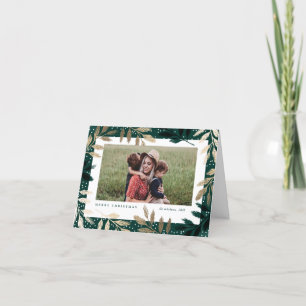 Cartão De Festividades Elegant Dourado Branches 3 Foto Natal