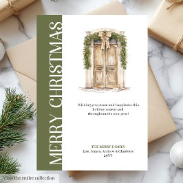 Cartão De Festividades Elegant Earthy Colors Christmas Door Greeting Card