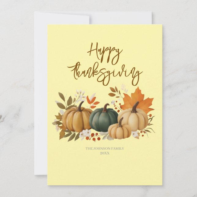Cartão De Festividades Elegant Fall Thanksgiving Card (Frente)