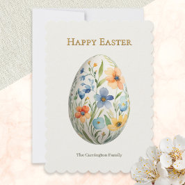 Cartão De Festividades Elegant Floral Egg Pretty Spring Flowers Easter