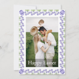 Cartão De Festividades Elegant Floral Personalized Photo Happy Easter 