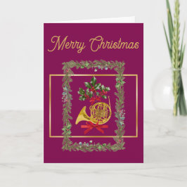 Cartão De Festividades Elegant French Horn Christmas Purple