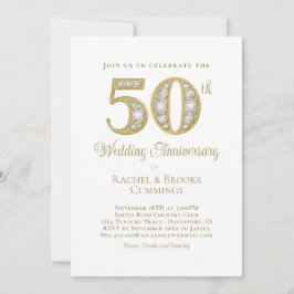 Cartão De Festividades Elegant Gold 50th Wedding Anniversary Invitation