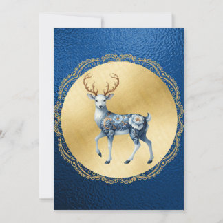 Cartão De Festividades Elegant Gold and Blue Christmas Card
