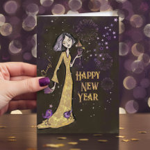 Elegant Gold & Purple New Year Card | Corporate
