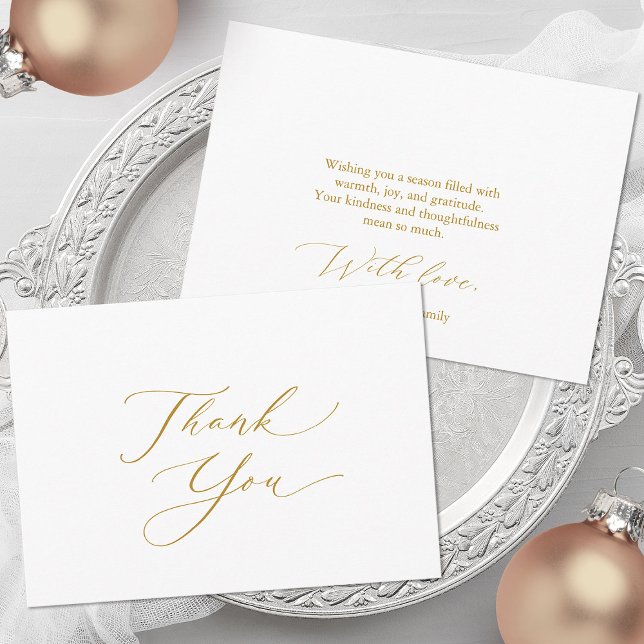 Cartão De Festividades Elegant Gold Script Thank You Card (Criador carregado)