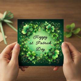 Cartão De Festividades Elegant Happy St Patrick’s Day Shamrock Wreath Car