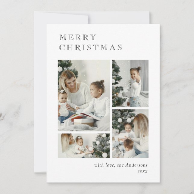 Cartão De Festividades Elegant Holiday Photo Collage Christmas Card (Frente)