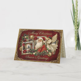 Cartão De Festividades Elegant Ivory and Red Victorian Christmas Collage