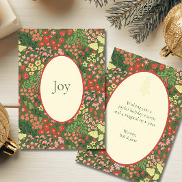 Cartão De Festividades Elegant JOY Holiday Flat Card – Custom Message