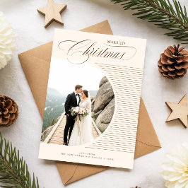 Cartão De Festividades Elegant Just Married Newlywed Photo Christmas