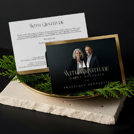 Cartão De Festividades Elegant Luxury Real Estate Modern Gold Black Happy
